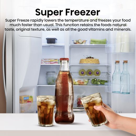 Hisense American Fridge Freezer - Stainless Steel - Annotation - Super Freezer